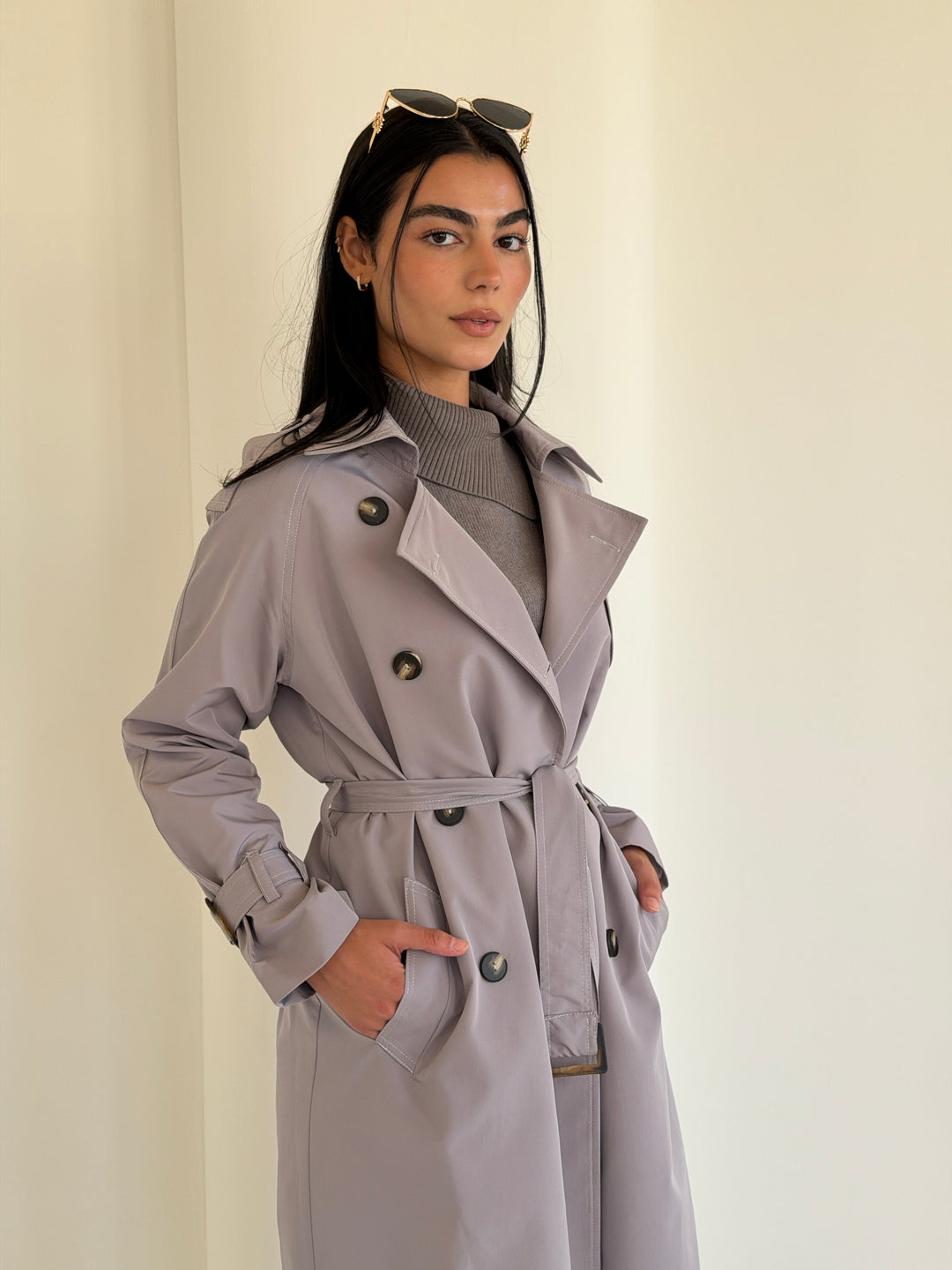 Statement Trench Coat In Gray