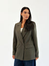 Striped Relaxed Fit blazer In Olive