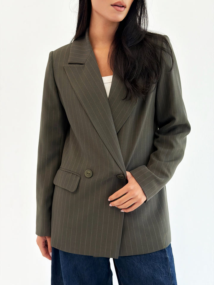 Striped Relaxed Fit blazer In Olive