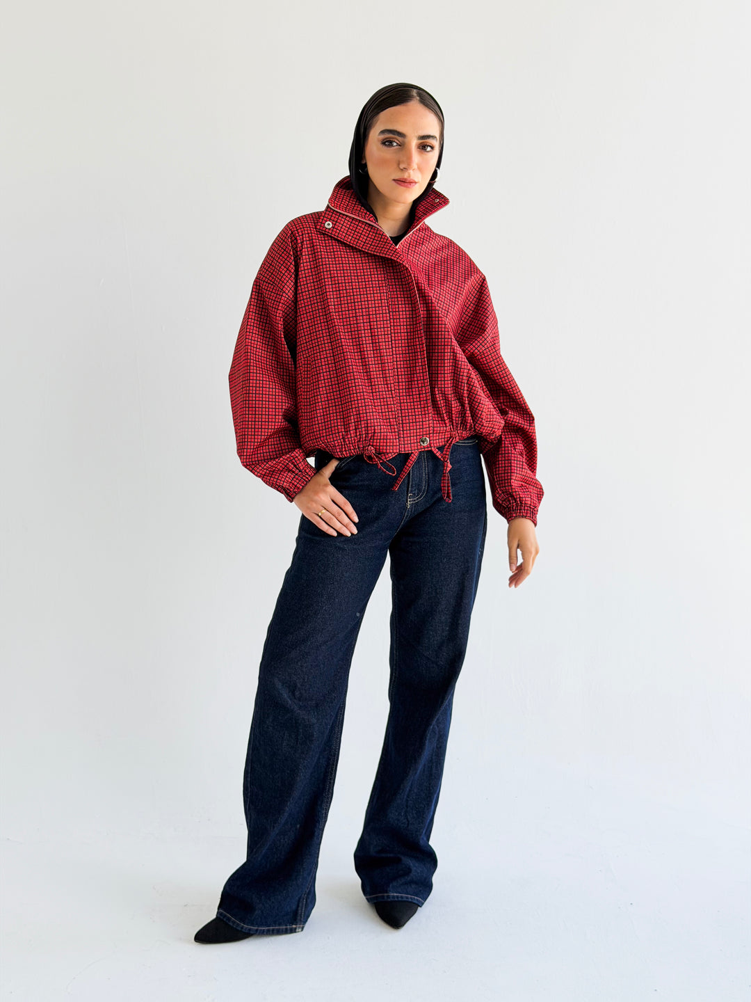 The check edit in dark Red