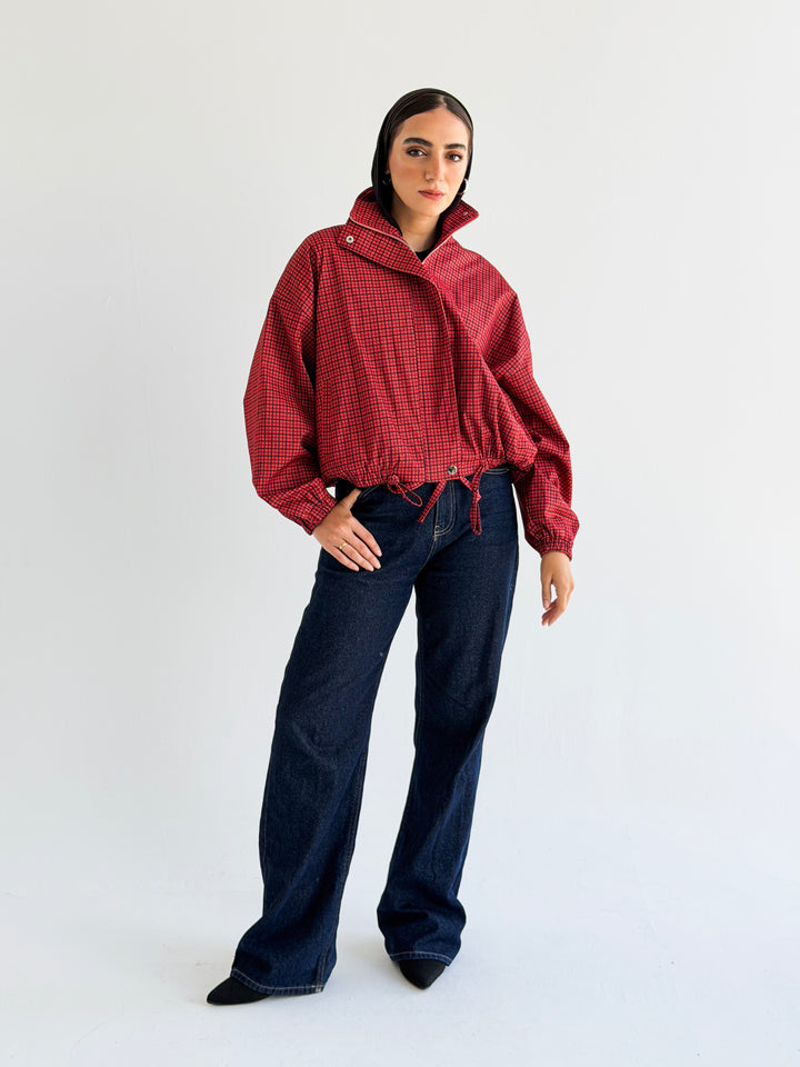 The check edit in dark Red