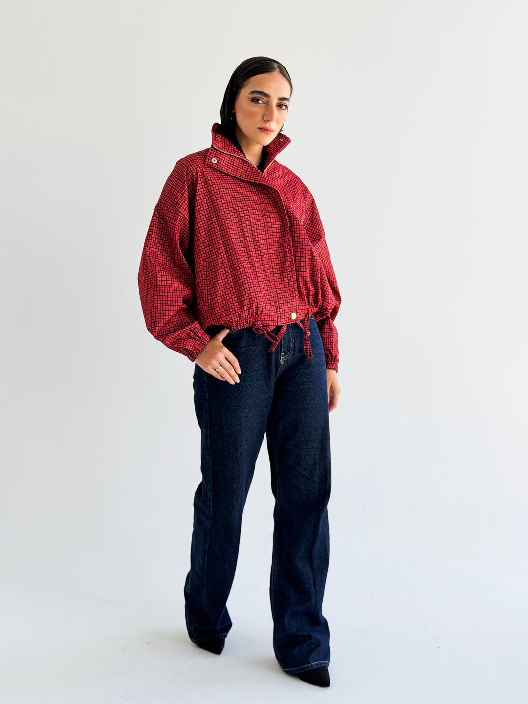 The check edit in dark Red