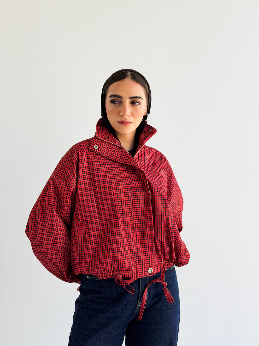 The check edit in dark Red