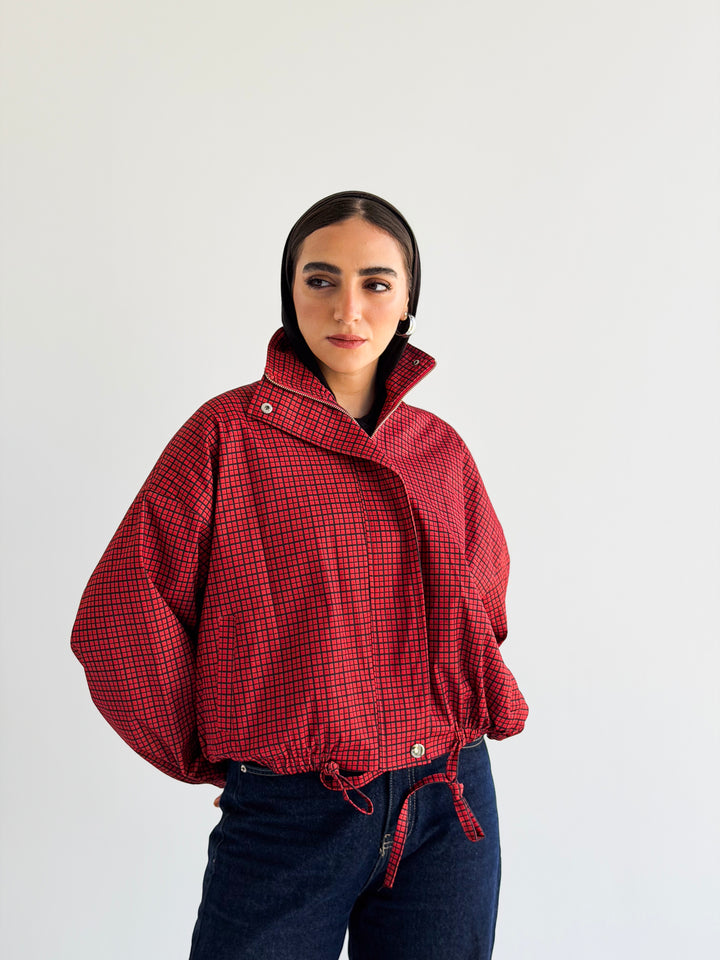 The check edit in dark Red