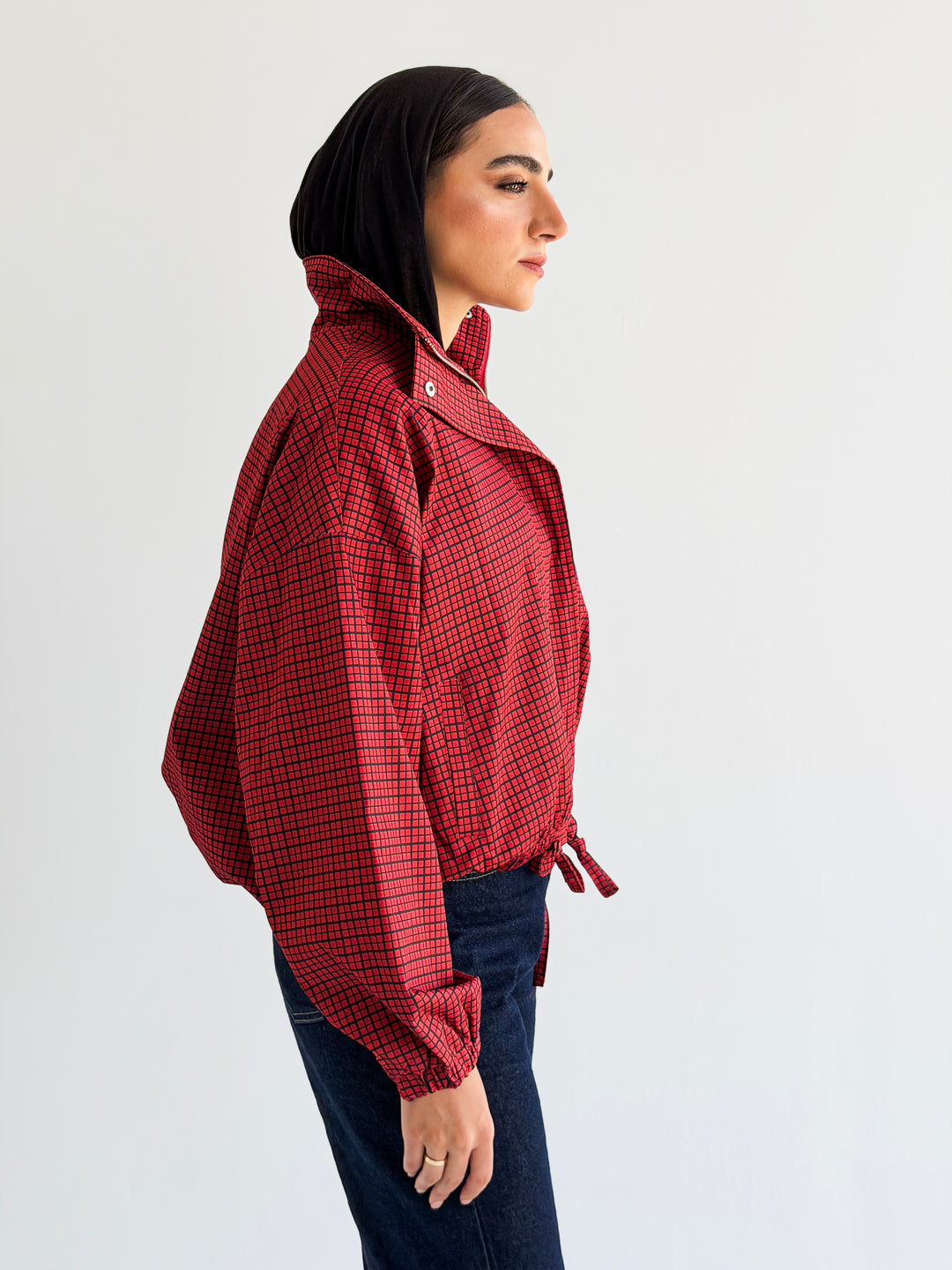 The check edit in dark Red
