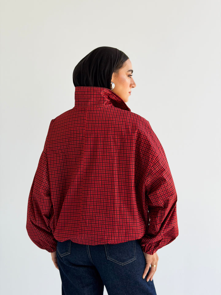 The check edit in dark Red