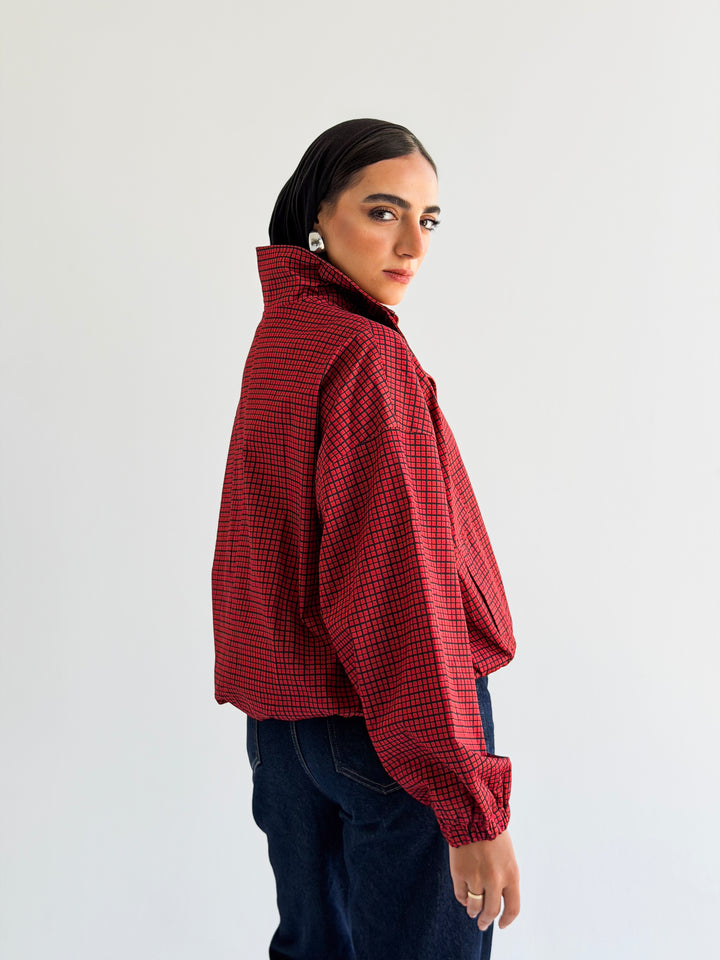 The check edit in dark Red