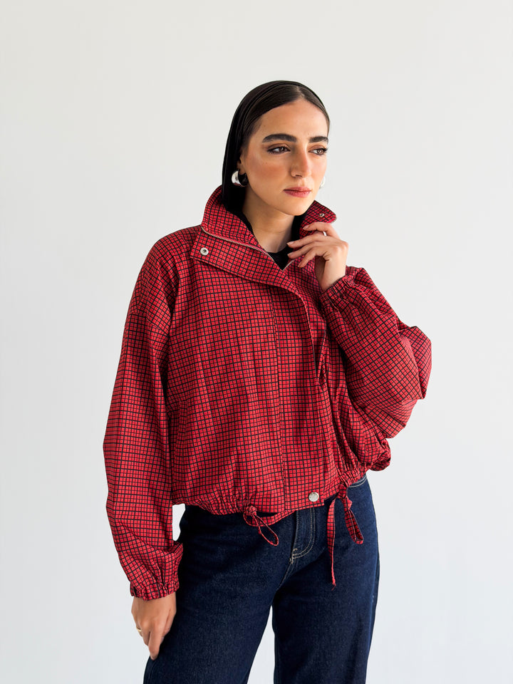 The check edit in dark Red