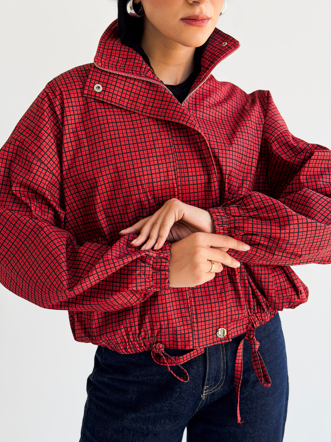 The check edit in dark Red