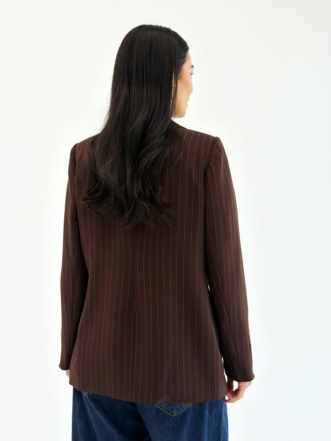 Striped Relaxed Fit blazer In Brown