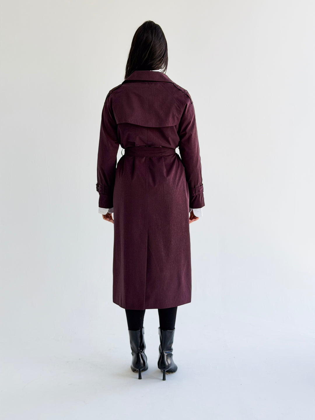 Signature trench coat (leather effect )in Burgundy