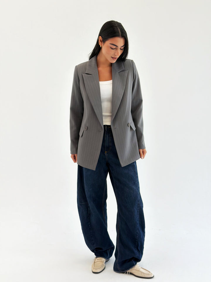 Striped Relaxed Fit blazer In gray
