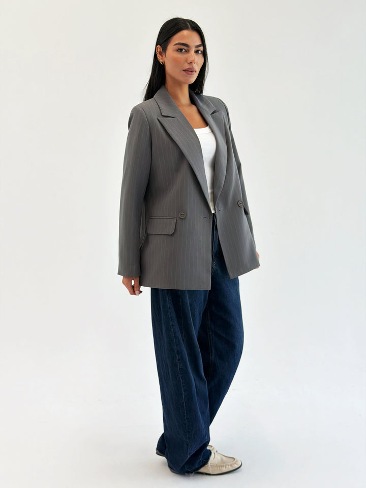 Striped Relaxed Fit blazer In gray