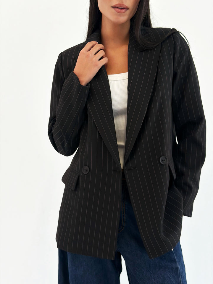 Striped Relaxed Fit blazer In Black