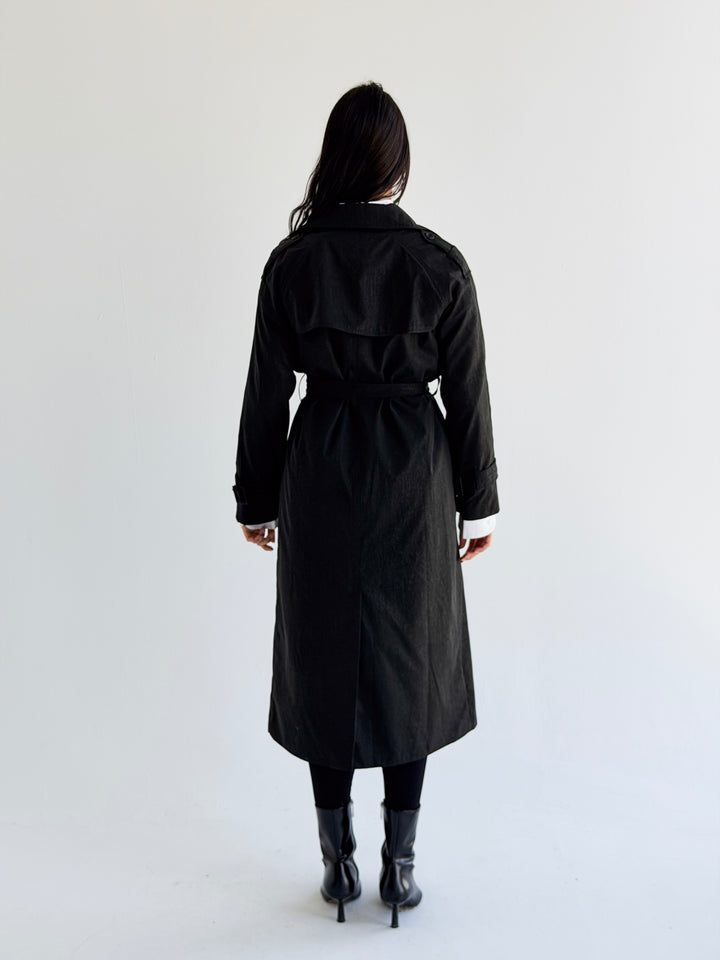 Signature trench coat (leather effect )in Black