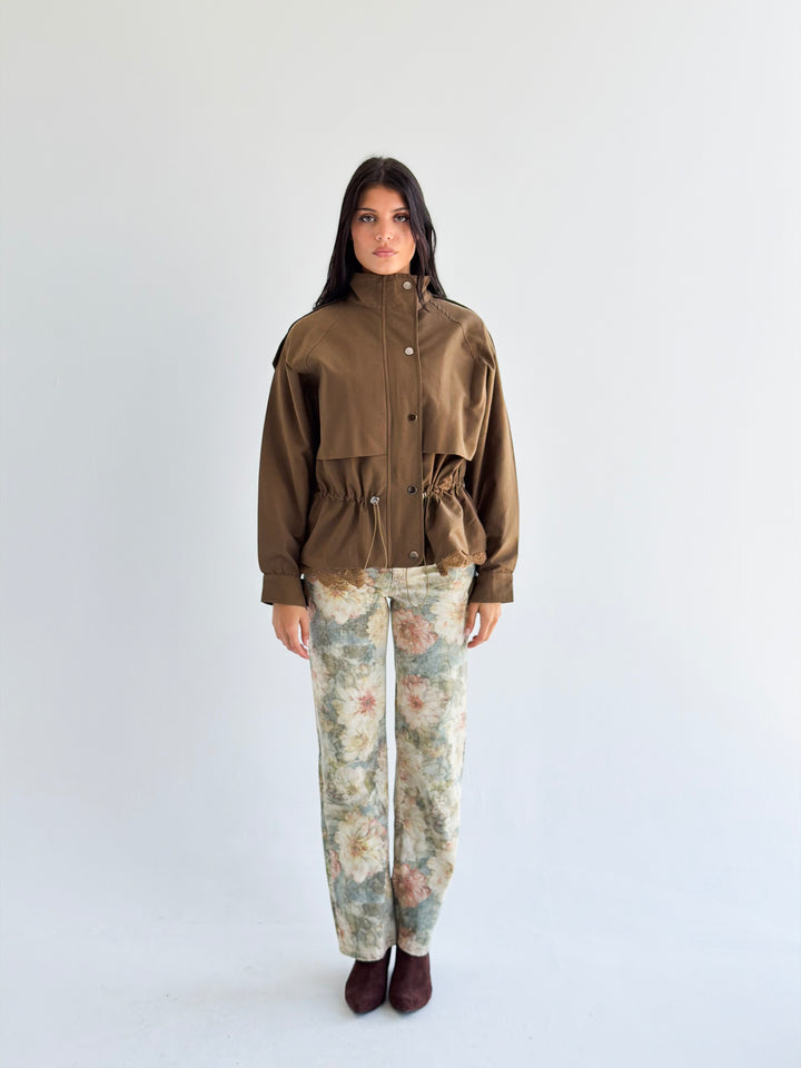 Lace layer Jacket in Camel