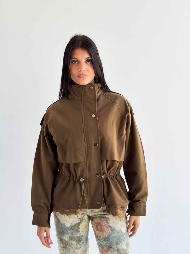 Lace layer Jacket in Camel