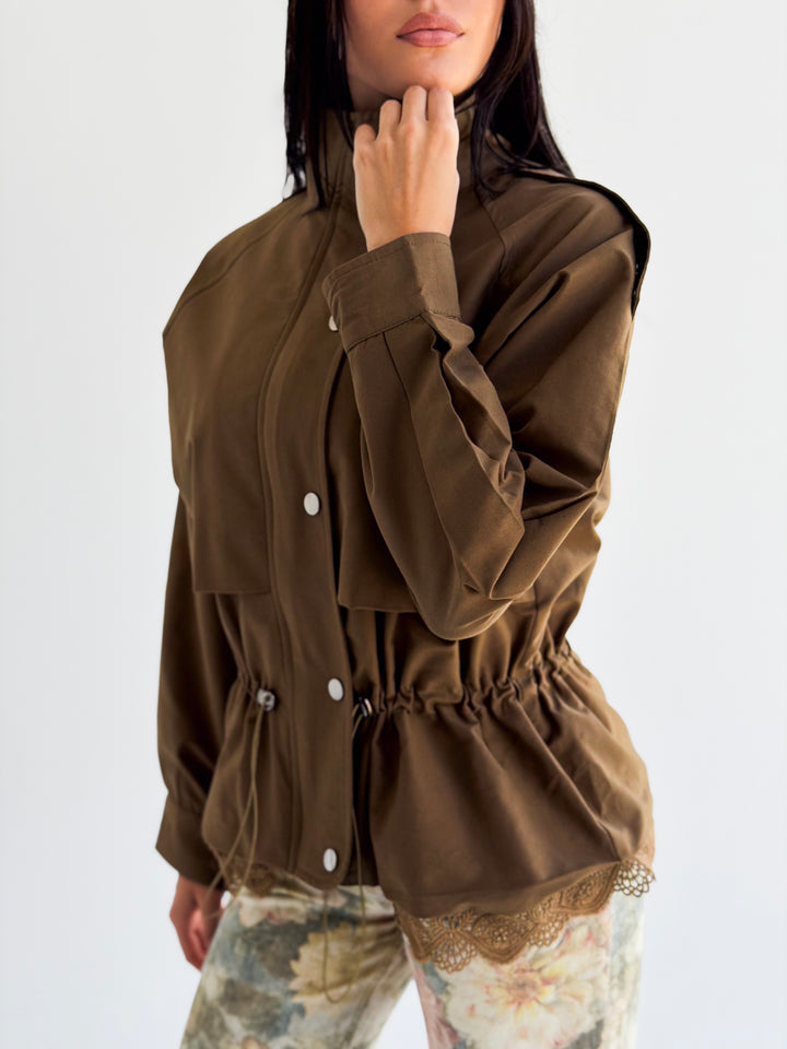 Lace layer Jacket in Camel