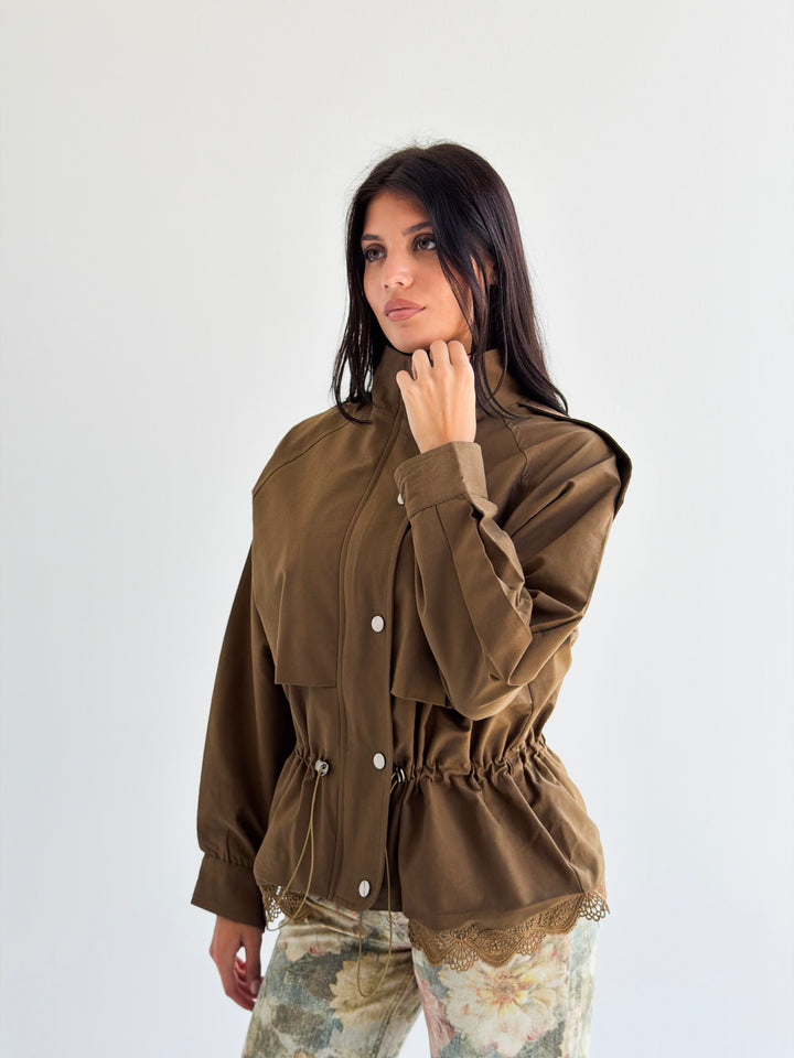 Lace layer Jacket in Camel