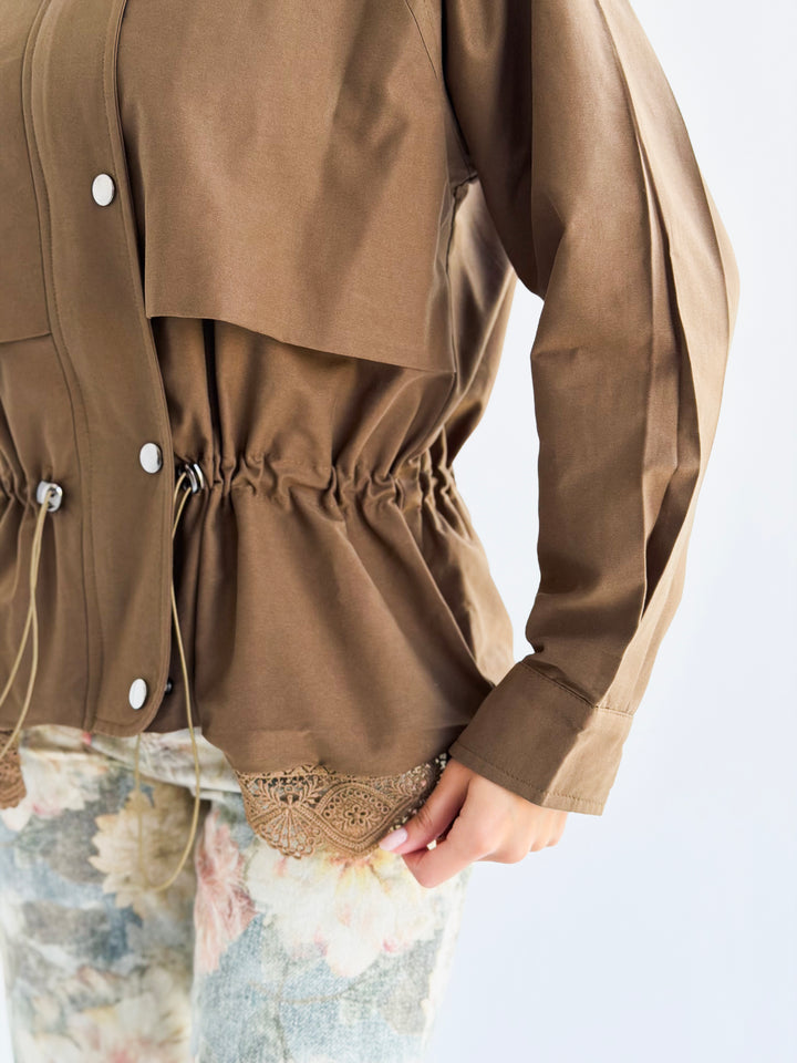 Lace layer Jacket in Camel