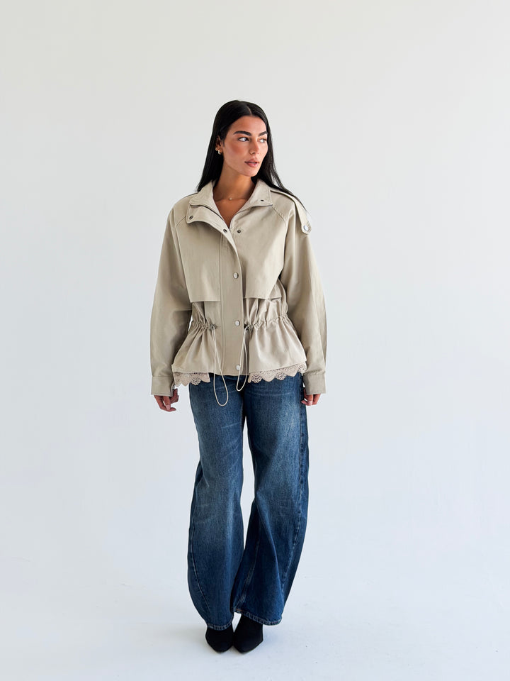 Lace layer Jacket in Beige