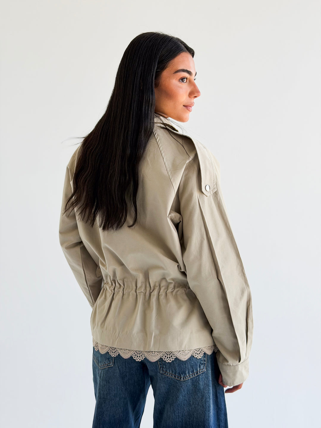 Lace layer Jacket in Beige