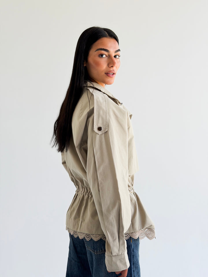Lace layer Jacket in Beige