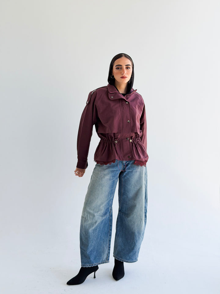 Lace layer Jacket in Burgundy