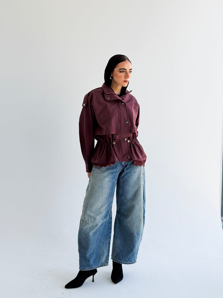 Lace layer Jacket in Burgundy