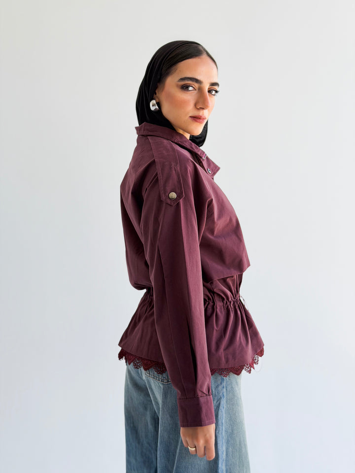 Lace layer Jacket in Burgundy