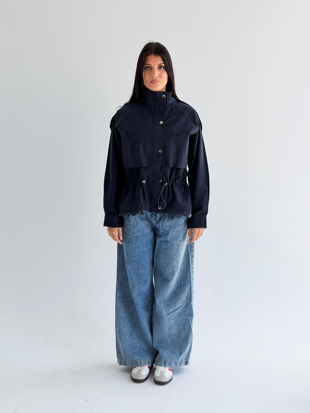 Lace layer Jacket in Navy blue