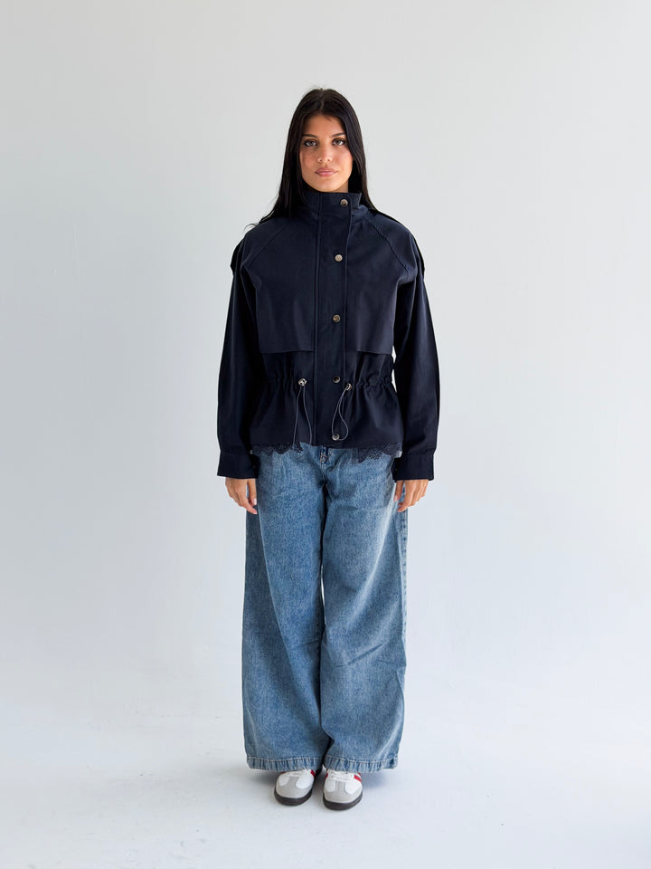 Lace layer Jacket in Navy blue