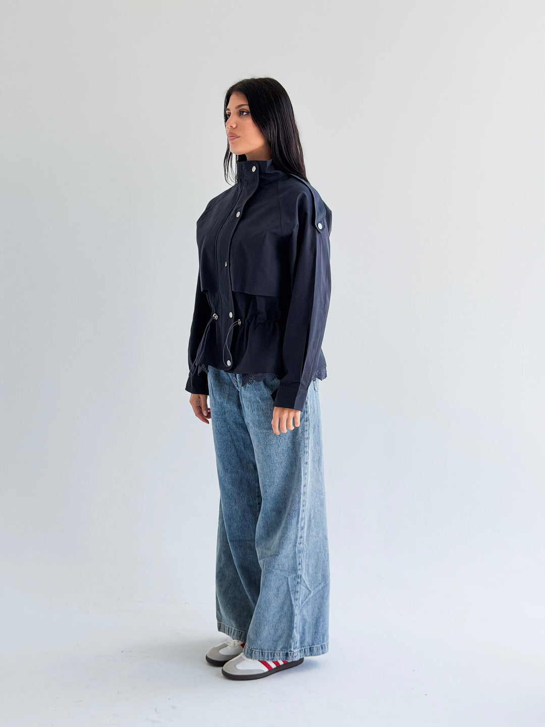 Lace layer Jacket in Navy blue