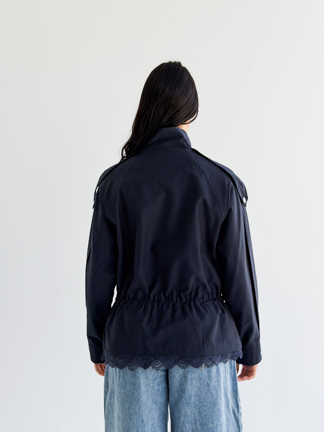 Lace layer Jacket in Navy blue