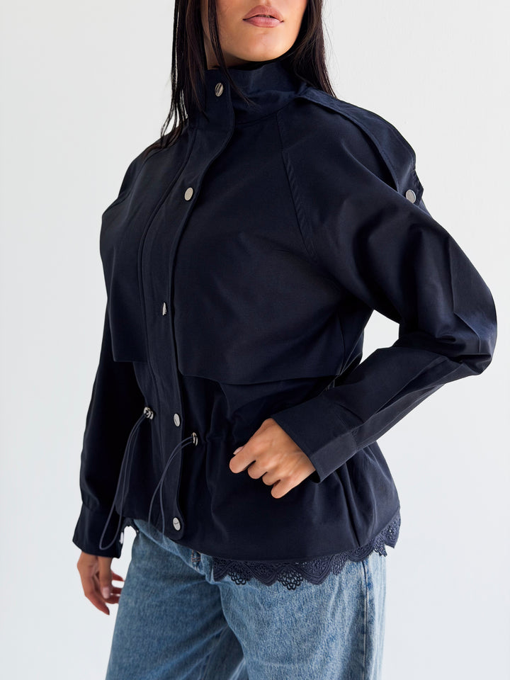 Lace layer Jacket in Navy blue