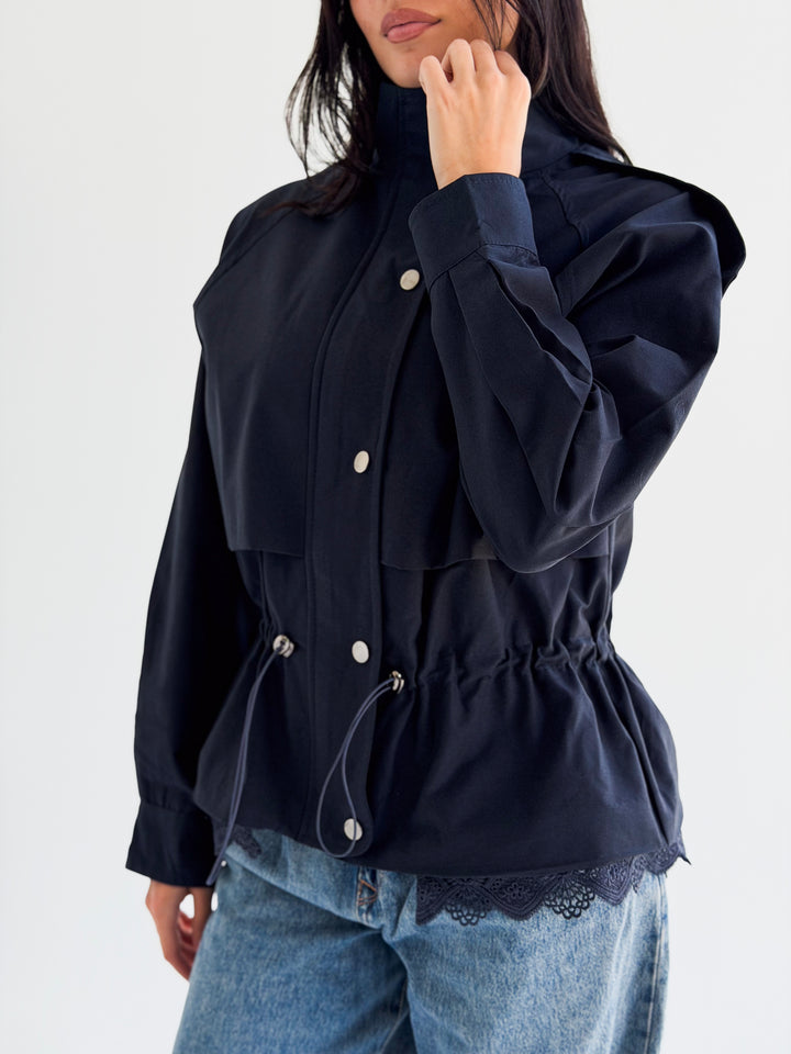 Lace layer Jacket in Navy blue