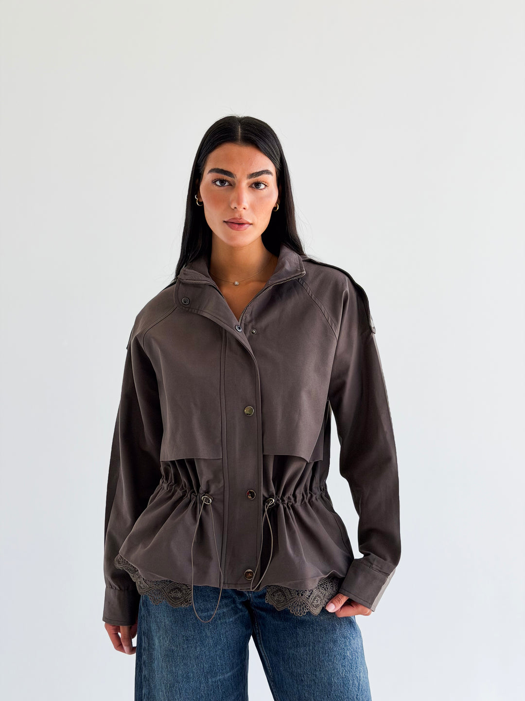 Lace layer Jacket in Gray