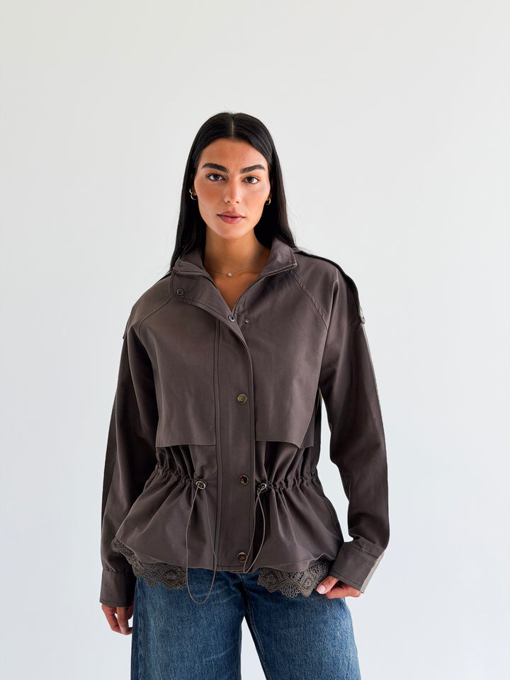 Lace layer Jacket in Gray