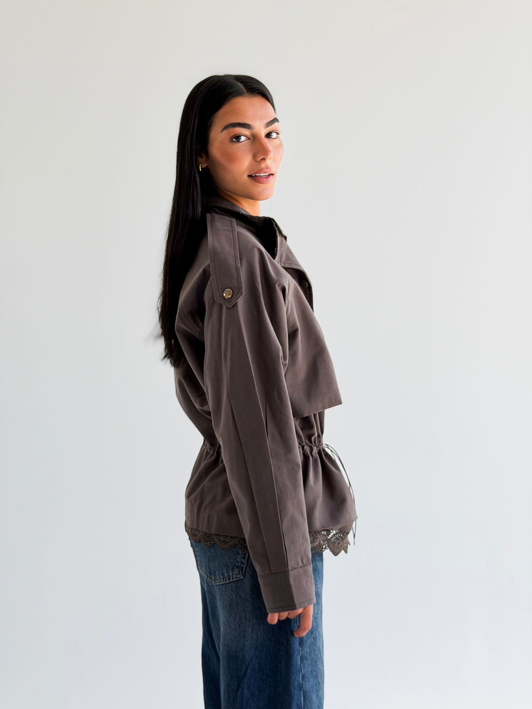 Lace layer Jacket in Gray