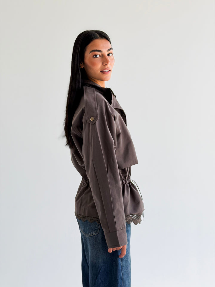 Lace layer Jacket in Gray