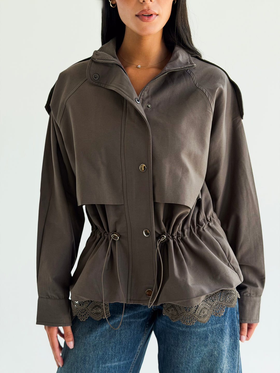 Lace layer Jacket in Gray