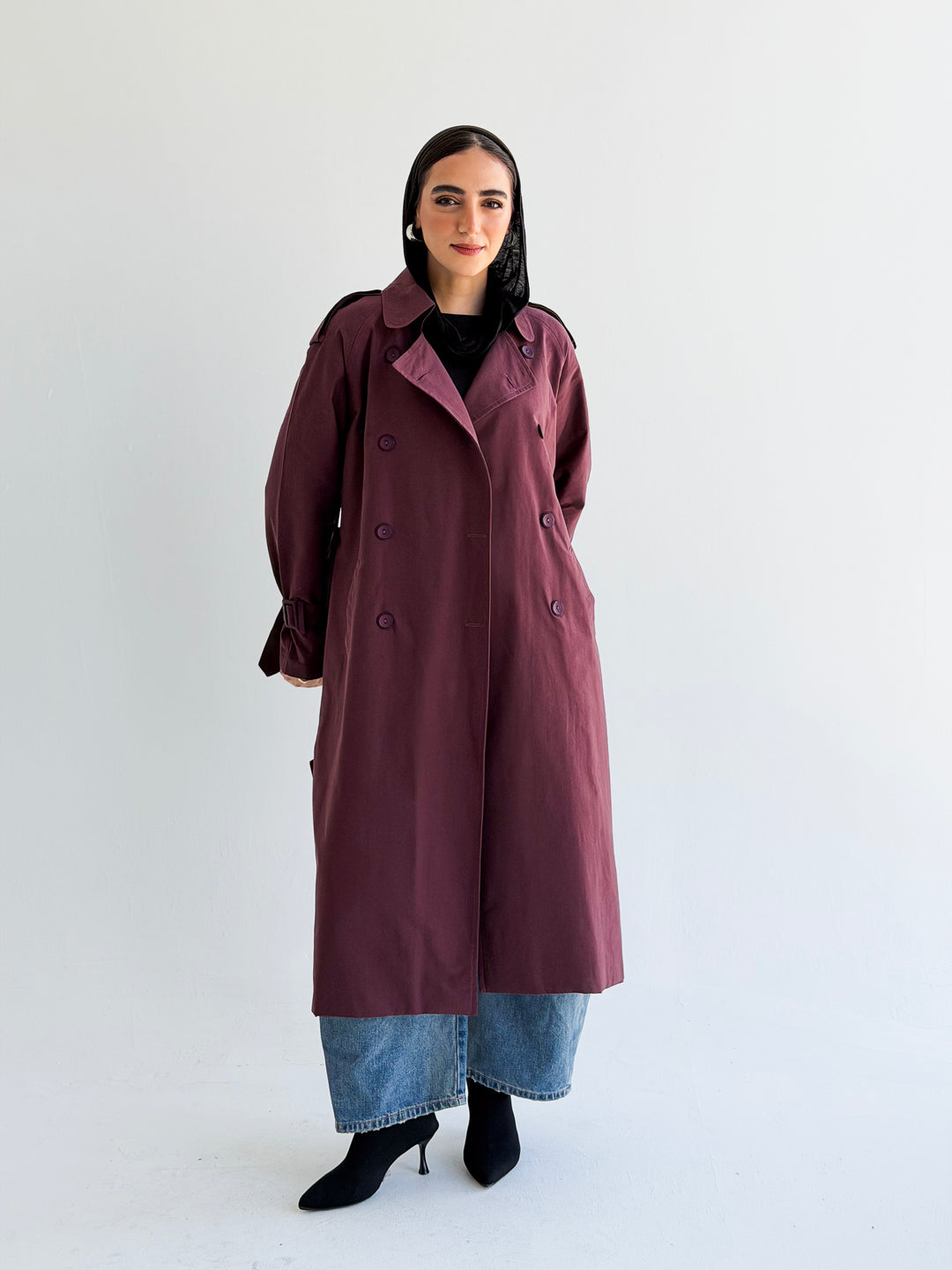 The Classic edit trench coat in Burgundy
