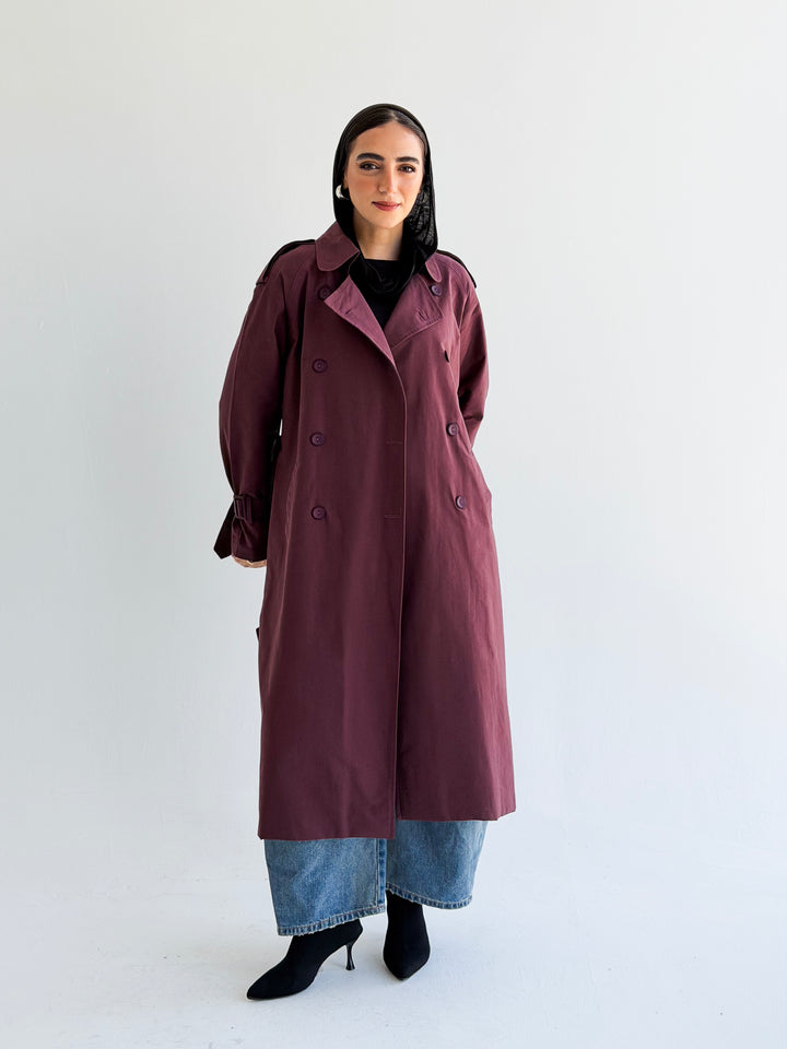 The Classic edit trench coat in Burgundy