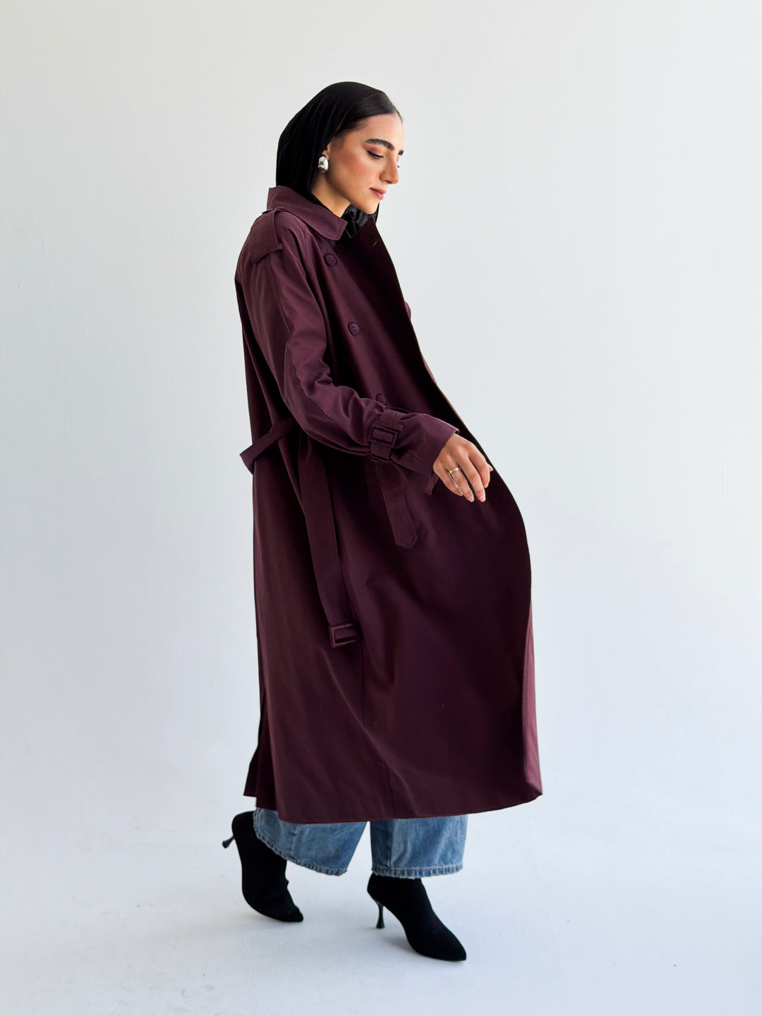 The Classic edit trench coat in Burgundy