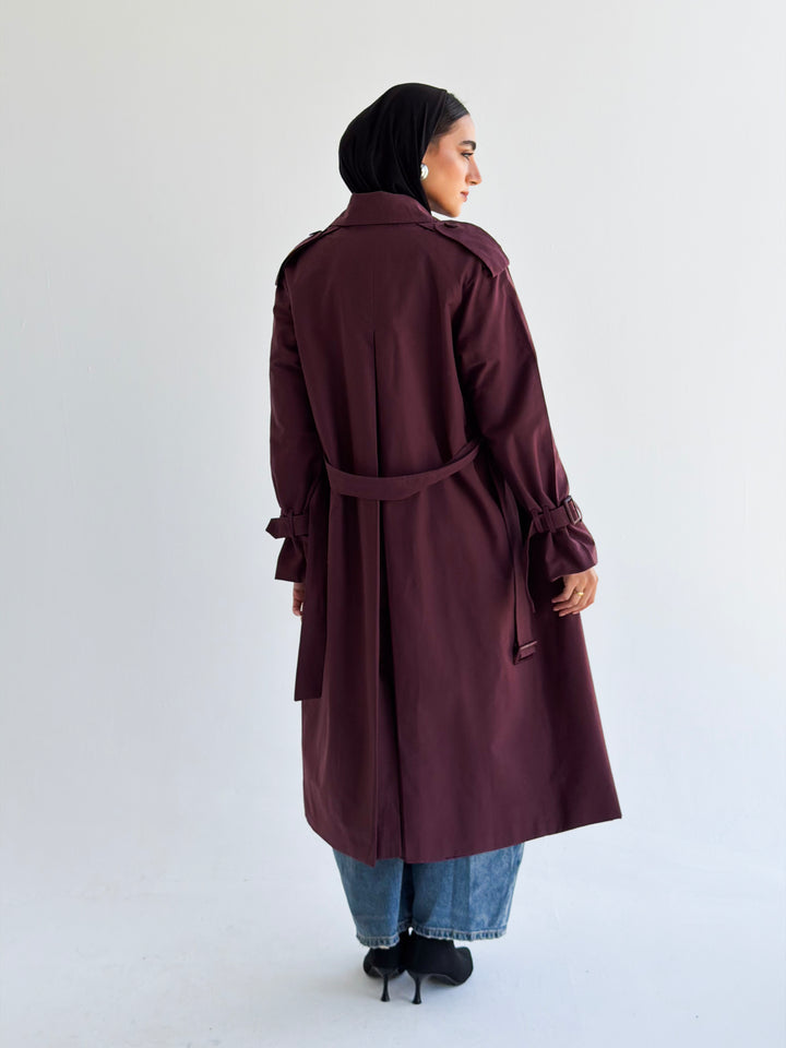 The Classic edit trench coat in Burgundy
