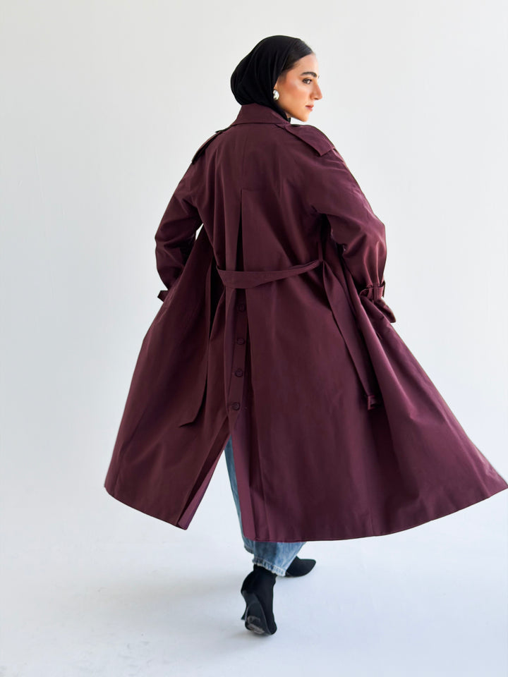 The Classic edit trench coat in Burgundy