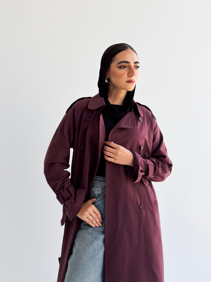 The Classic edit trench coat in Burgundy
