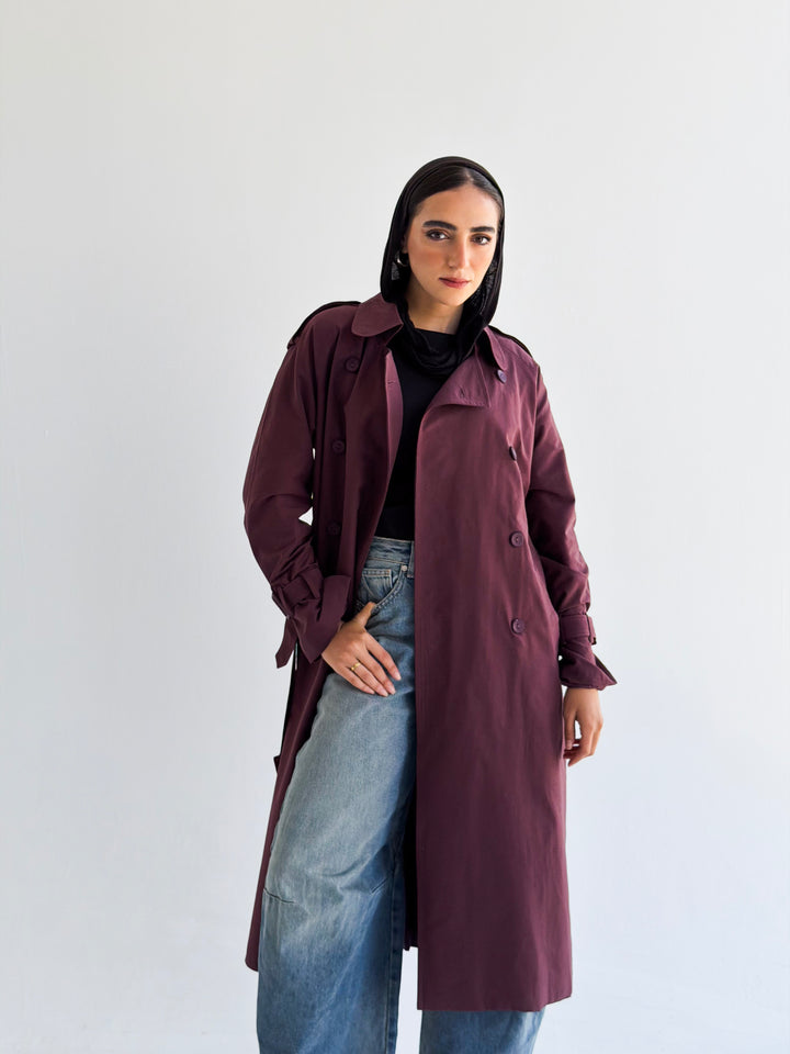 The Classic edit trench coat in Burgundy