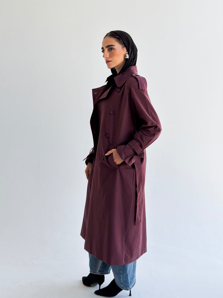 The Classic edit trench coat in Burgundy