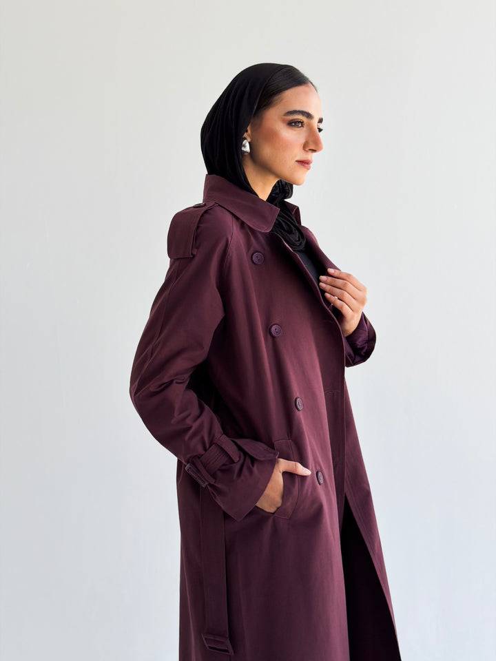 The Classic edit trench coat in Burgundy